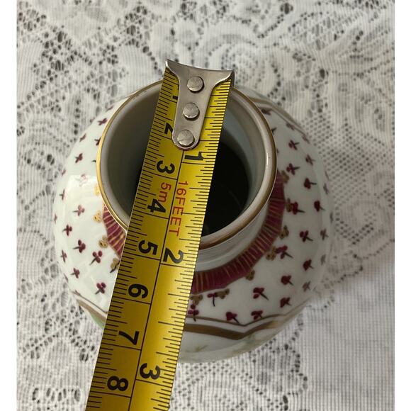 Elios hand painted floral vase china bouquet Chinese porcelain pottery Metallic - Picture 6 of 6